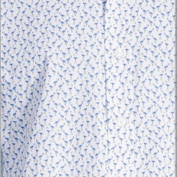 Slate & Stone Button Down Blue Flamingo collar Shirt Short Sleeve NWT - Picture 4 of 11